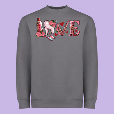 Valentines Day Dental Love Heavyweight Sweatshirt Designed By Ranaportraitstore
