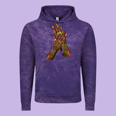Vintage Hoodie juneteenth nail art with afro hand