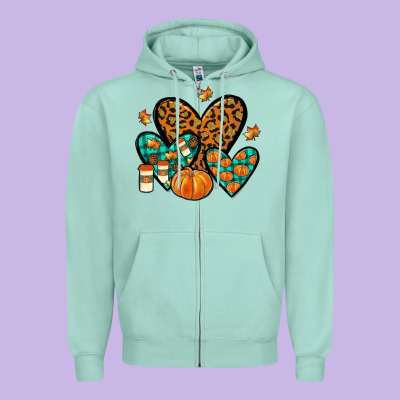 Love Fall Zipper Hoodie Designed By Jahusdesignshop