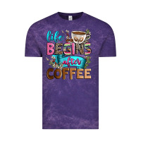 Cloud Purple life begins after coffee Vintage Tee - Zillion Design Studio