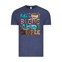 Vintage Denim life begins after coffee Vintage Tee - Zillion Design Studio
