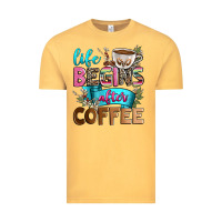 Vintage Mustard life begins after coffee Vintage Tee - Zillion Design Studio
