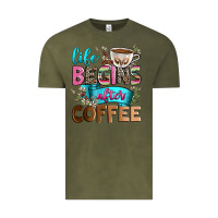 Vintage Olive life begins after coffee Vintage Tee - Zillion Design Studio