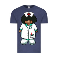 Vintage Denim african nurse gnome afro hair Vintage Tee - BarkalooDesign