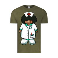 Vintage Olive african nurse gnome afro hair Vintage Tee - BarkalooDesign