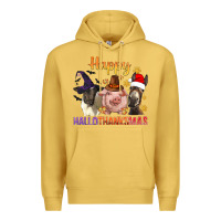 Antique Gold Happy Hallothanksmas Farm Animal Premium Hoodie - BundleAndBundleShop