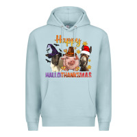 Blue Mist Happy Hallothanksmas Farm Animal Premium Hoodie - BundleAndBundleShop
