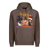 Coffee Happy Hallothanksmas Farm Animal Premium Hoodie - BundleAndBundleShop