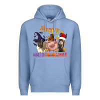 Colony Blue Happy Hallothanksmas Farm Animal Premium Hoodie - BundleAndBundleShop