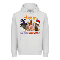Dove Grey Happy Hallothanksmas Farm Animal Premium Hoodie - BundleAndBundleShop