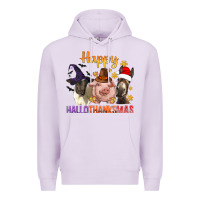 Lilac Happy Hallothanksmas Farm Animal Premium Hoodie - BundleAndBundleShop