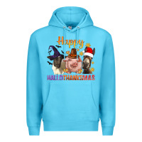 Ocean Blue Happy Hallothanksmas Farm Animal Premium Hoodie - BundleAndBundleShop