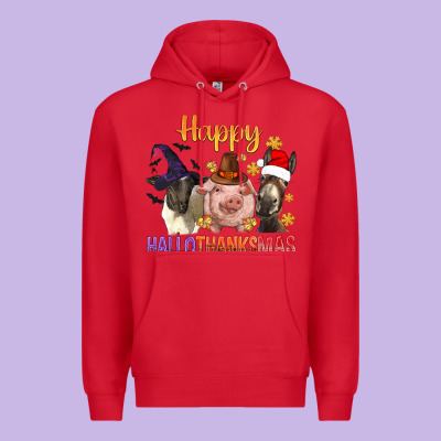 Happy Hallothanksmas Farm Animal Premium Hoodie Designed By Bundleandbundleshop