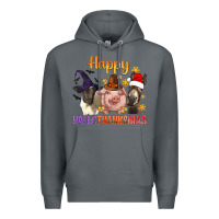 Rock Happy Hallothanksmas Farm Animal Premium Hoodie - BundleAndBundleShop
