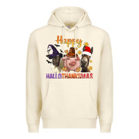 Sandshell Happy Hallothanksmas Farm Animal Premium Hoodie - BundleAndBundleShop