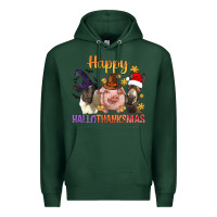 Sports Green Happy Hallothanksmas Farm Animal Premium Hoodie - BundleAndBundleShop