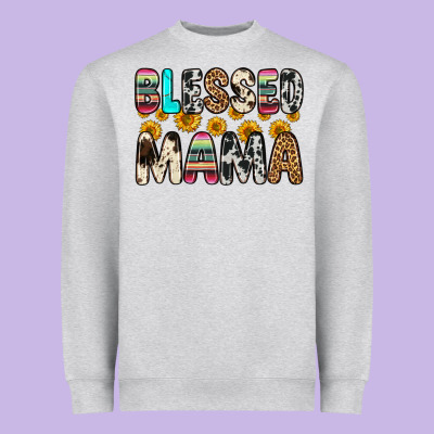 Blessed Mama Heavyweight Sweatshirt Designed By Zillion Design Studio