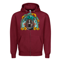 Burgundy western pitbull rainbow Zipper Hoodie - Artiststas