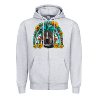 Heather Grey western pitbull rainbow Zipper Hoodie - Artiststas