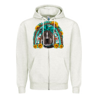 Oatmeal Heather western pitbull rainbow Zipper Hoodie - Artiststas