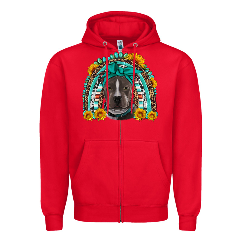 Western Pitbull Rainbow Zipper Hoodie by Artiststas | Teevron