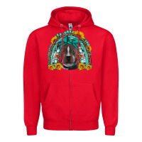 Red western pitbull rainbow Zipper Hoodie - Artiststas
