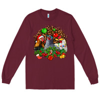 Burgundy Christmas party and chickens Long Sleeve Tee - AdoDesignShop