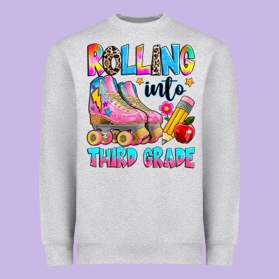 Rolling Into Third Grade Heavyweight Sweatshirt Designed By Texasbilliewilder