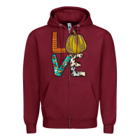Burgundy fall love Zipper Hoodie - JahusDesignShop