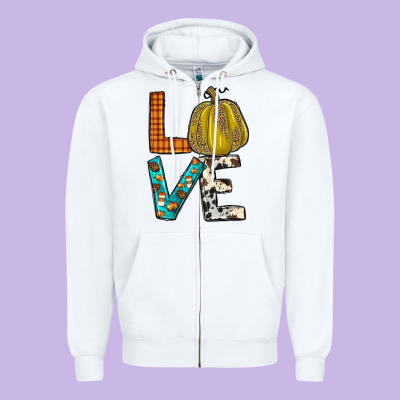 Fall Love Zipper Hoodie Designed By Jahusdesignshop