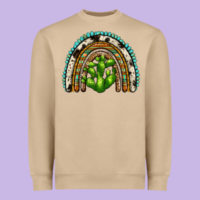 Western Cactus Rainbow Heavyweight Sweatshirt Designed By Zillion Design Studio