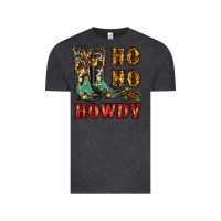 Vintage Black christmas cowboy boots ho ho howdy Vintage Tee - RanaPortraitStore