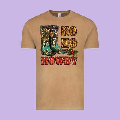 Christmas Cowboy Boots Ho Ho Howdy Vintage Tee Designed By Ranaportraitstore