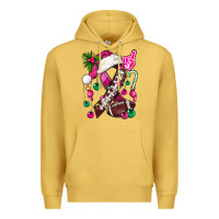 Antique Gold Pink Christmas Breast Cancer Ribbon Football Premium Hoodie - BundleAndBundleShop