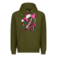 Army Green Pink Christmas Breast Cancer Ribbon Football Premium Hoodie - BundleAndBundleShop