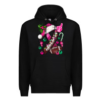 Pink Christmas Breast Cancer Ribbon Football Premium Hoodie | Teevron