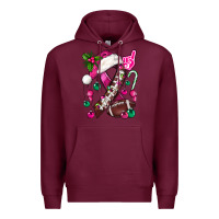 Burgundy Pink Christmas Breast Cancer Ribbon Football Premium Hoodie - BundleAndBundleShop