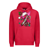 Cardinal Pink Christmas Breast Cancer Ribbon Football Premium Hoodie - BundleAndBundleShop