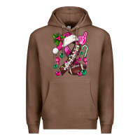 Chestnut Pink Christmas Breast Cancer Ribbon Football Premium Hoodie - BundleAndBundleShop