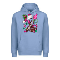 Colony Blue Pink Christmas Breast Cancer Ribbon Football Premium Hoodie - BundleAndBundleShop