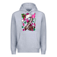 Heather Grey Pink Christmas Breast Cancer Ribbon Football Premium Hoodie - BundleAndBundleShop
