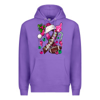 Purple Pink Christmas Breast Cancer Ribbon Football Premium Hoodie - BundleAndBundleShop