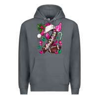 Rock Pink Christmas Breast Cancer Ribbon Football Premium Hoodie - BundleAndBundleShop