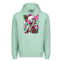 Seafoam Pink Christmas Breast Cancer Ribbon Football Premium Hoodie - BundleAndBundleShop