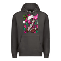 Smoke Pink Christmas Breast Cancer Ribbon Football Premium Hoodie - BundleAndBundleShop