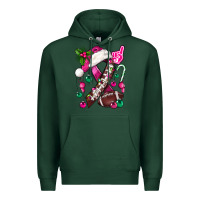 Sports Green Pink Christmas Breast Cancer Ribbon Football Premium Hoodie - BundleAndBundleShop
