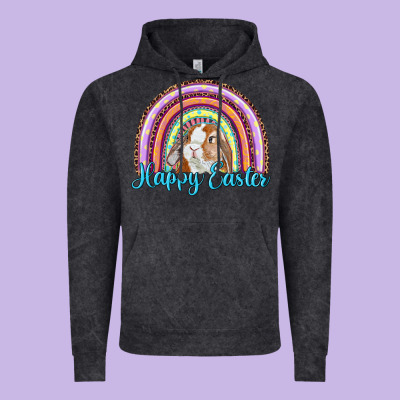Vintage Hoodie happy easter rainbow bunny