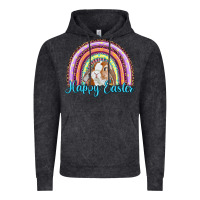 Vintage Black happy easter rainbow bunny Vintage Hoodie - RanaPortraitStore