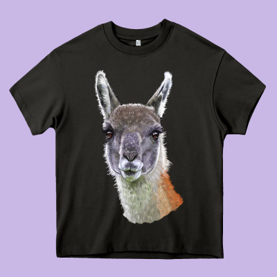 Guanaco Llama Head Heavy Core Tee Designed By Lillyallendesigns