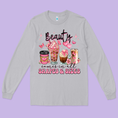 Beauty Comes In All Shapes And Sizes Coffee Cups Long Sleeve Tee Designed By Jahusdesignshop